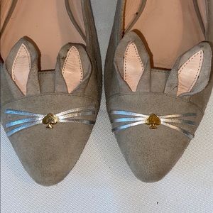 Kate Spade Taupe Bunny Loafers with Silver Accents